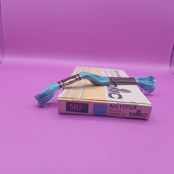 DMC 597 Floss Blue Lot - 12 Skeins Embroidery Thread Pack NEW - Picture 2 of 2